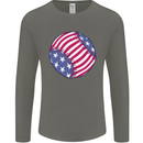 Baseball USA Stars and Stripes American Flag Mens Long Sleeve T-Shirt Charcoal