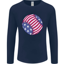 Baseball USA Stars and Stripes American Flag Mens Long Sleeve T-Shirt Navy Blue