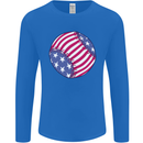 Baseball USA Stars and Stripes American Flag Mens Long Sleeve T-Shirt Royal Blue