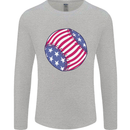 Baseball USA Stars and Stripes American Flag Mens Long Sleeve T-Shirt Sports Grey