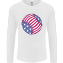 Baseball USA Stars and Stripes American Flag Mens Long Sleeve T-Shirt White