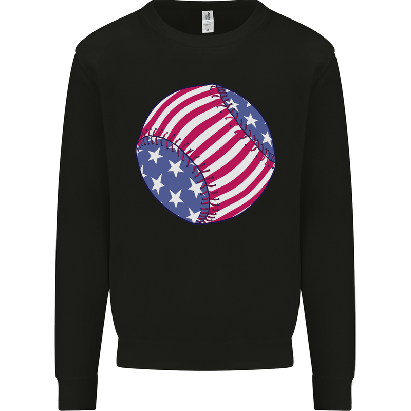 Baseball USA Stars and Stripes American Flag Mens Sweatshirt Jumper Black