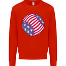 Baseball USA Stars and Stripes American Flag Mens Sweatshirt Jumper Bright Red