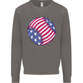 Baseball USA Stars and Stripes American Flag Mens Sweatshirt Jumper Charcoal