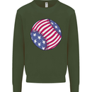 Baseball USA Stars and Stripes American Flag Mens Sweatshirt Jumper Forest Green