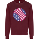 Baseball USA Stars and Stripes American Flag Mens Sweatshirt Jumper Maroon