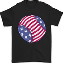 Baseball USA Stars and Stripes American Flag Mens T-Shirt 100% Cotton Black