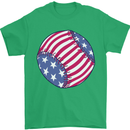 Baseball USA Stars and Stripes American Flag Mens T-Shirt 100% Cotton Irish Green