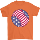 Baseball USA Stars and Stripes American Flag Mens T-Shirt 100% Cotton Orange