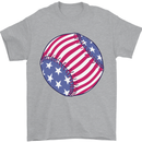 Baseball USA Stars and Stripes American Flag Mens T-Shirt 100% Cotton Sports Grey