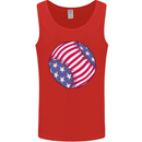 Baseball USA Stars and Stripes American Flag Mens Vest Tank Top Red
