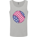 Baseball USA Stars and Stripes American Flag Mens Vest Tank Top Sports Grey