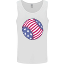 Baseball USA Stars and Stripes American Flag Mens Vest Tank Top White