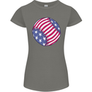 Baseball USA Stars and Stripes American Flag Womens Petite Cut T-Shirt Charcoal