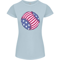 Baseball USA Stars and Stripes American Flag Womens Petite Cut T-Shirt Light Blue