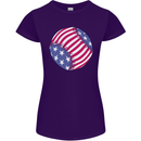 Baseball USA Stars and Stripes American Flag Womens Petite Cut T-Shirt Purple