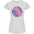 Baseball USA Stars and Stripes American Flag Womens Petite Cut T-Shirt White