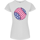 Baseball USA Stars and Stripes American Flag Womens Petite Cut T-Shirt White