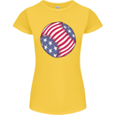 Baseball USA Stars and Stripes American Flag Womens Petite Cut T-Shirt Yellow
