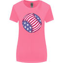 Baseball USA Stars and Stripes American Flag Womens Wider Cut T-Shirt Azalea