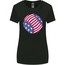 Baseball USA Stars and Stripes American Flag Womens Wider Cut T-Shirt Black