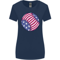Baseball USA Stars and Stripes American Flag Womens Wider Cut T-Shirt Navy Blue