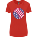 Baseball USA Stars and Stripes American Flag Womens Wider Cut T-Shirt Red