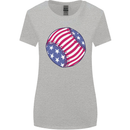 Baseball USA Stars and Stripes American Flag Womens Wider Cut T-Shirt Sports Grey