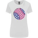 Baseball USA Stars and Stripes American Flag Womens Wider Cut T-Shirt White