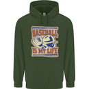 Baseball is My Life Childrens Kids Hoodie Forest Green