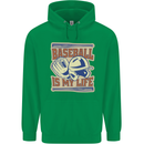 Baseball is My Life Childrens Kids Hoodie Irish Green