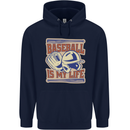 Baseball is My Life Childrens Kids Hoodie Navy Blue