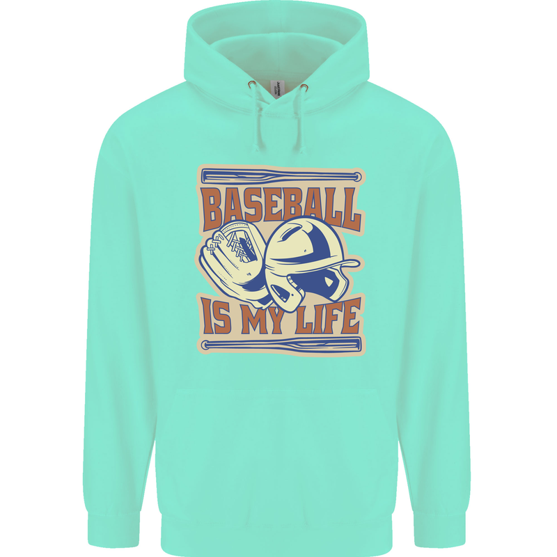 Baseball is My Life Childrens Kids Hoodie Peppermint