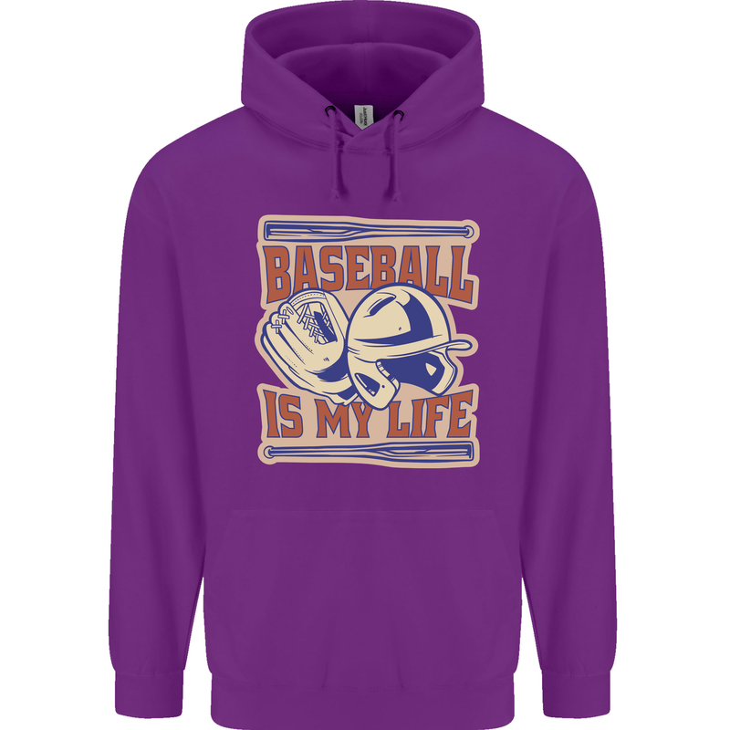 Baseball is My Life Childrens Kids Hoodie Purple