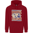 Baseball is My Life Childrens Kids Hoodie Red