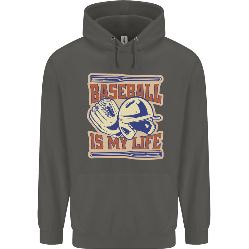 Baseball is My Life Childrens Kids Hoodie Storm Grey