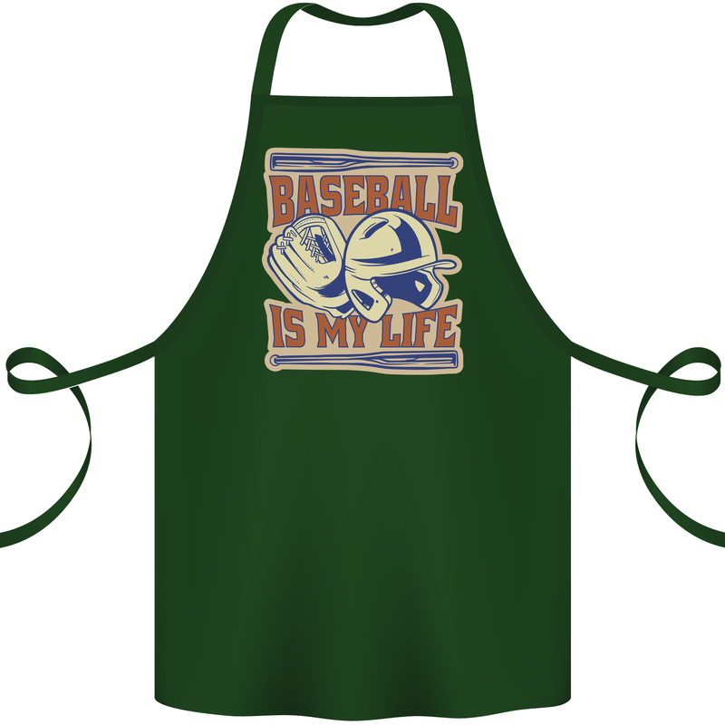 Baseball is My Life Cotton Apron 100% Organic Forest Green