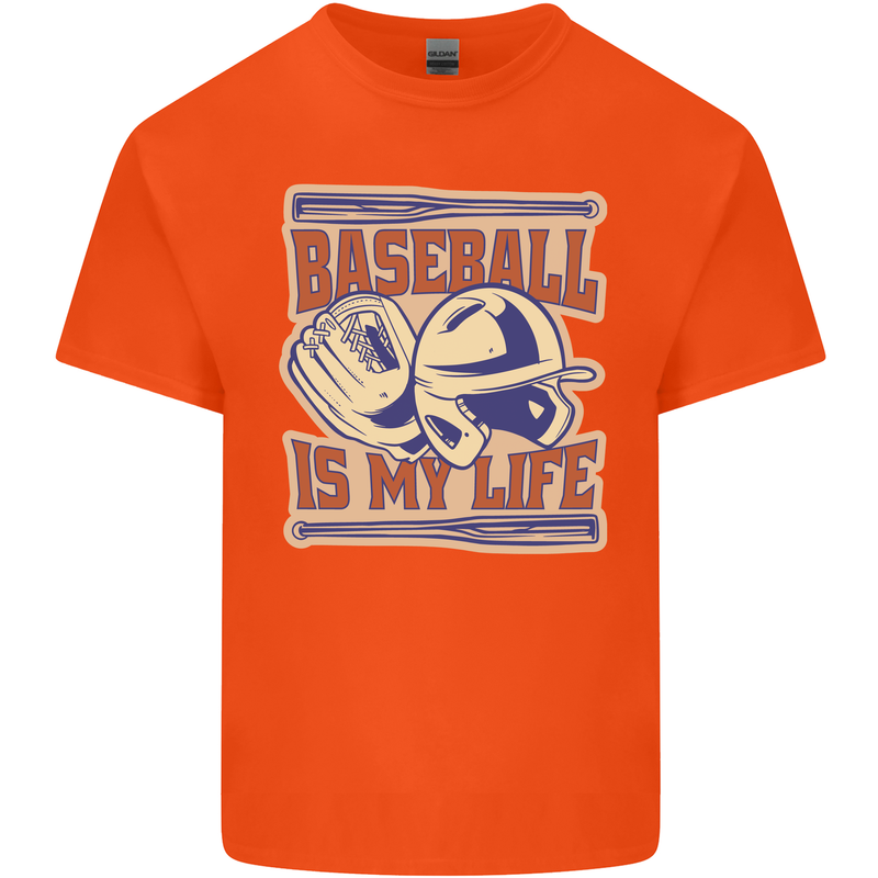 Baseball is My Life Kids T-Shirt Childrens Orange