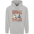 Baseball is My Life Mens 80% Cotton Hoodie Sports Grey