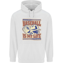 Baseball is My Life Mens 80% Cotton Hoodie White
