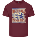 Baseball is My Life Mens Cotton T-Shirt Tee Top Maroon
