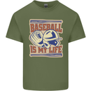 Baseball is My Life Mens Cotton T-Shirt Tee Top Military Green