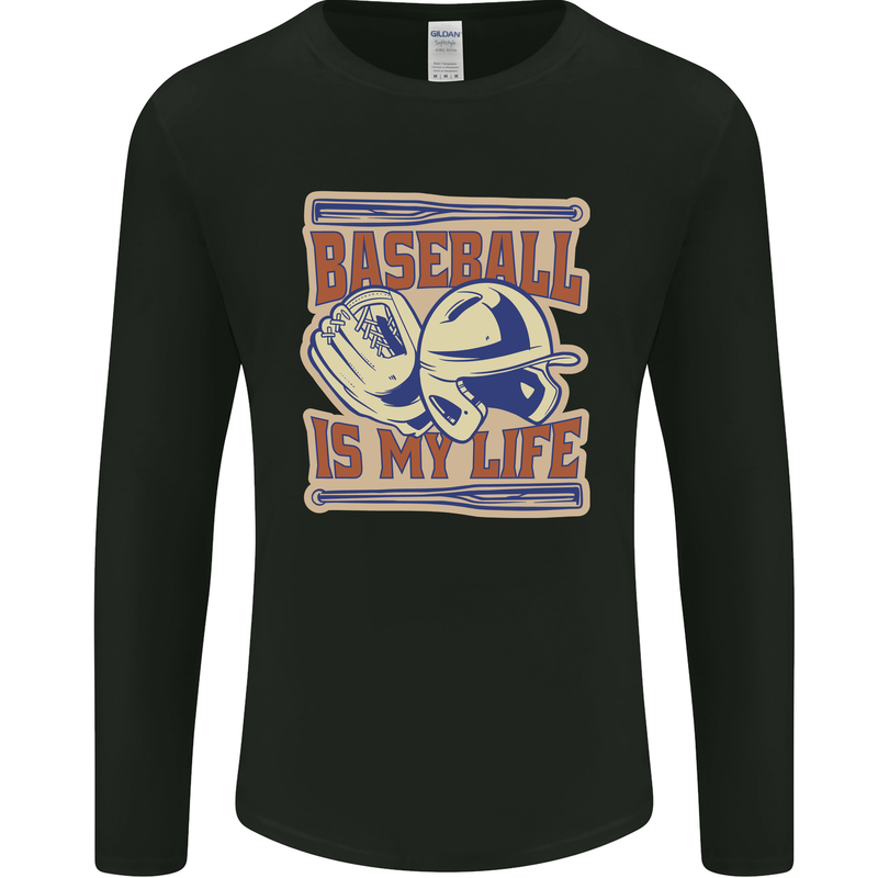 Baseball is My Life Mens Long Sleeve T-Shirt Black
