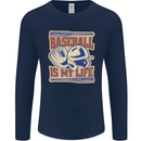 Baseball is My Life Mens Long Sleeve T-Shirt Navy Blue