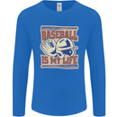 Baseball is My Life Mens Long Sleeve T-Shirt Royal Blue