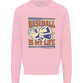 Baseball is My Life Mens Sweatshirt Jumper Light Pink