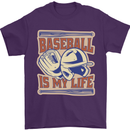 Baseball is My Life Mens T-Shirt 100% Cotton Purple