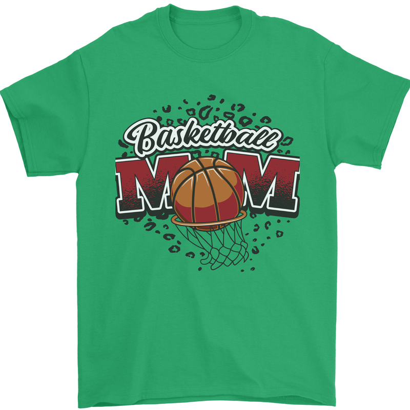 Basketball Mum Mom Mens T-Shirt 100% Cotton Irish Green