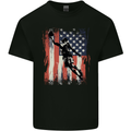 Basketball Player Flag USA America Mens Cotton T-Shirt Tee Top Black