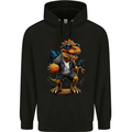 Basketball T-Rex Dinosaur Mens 80% Cotton Hoodie Black